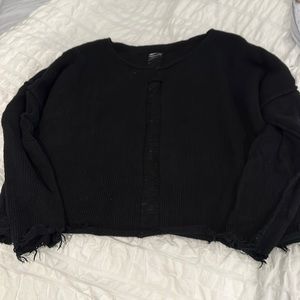 Planet fringe bottom sweater with center cut out